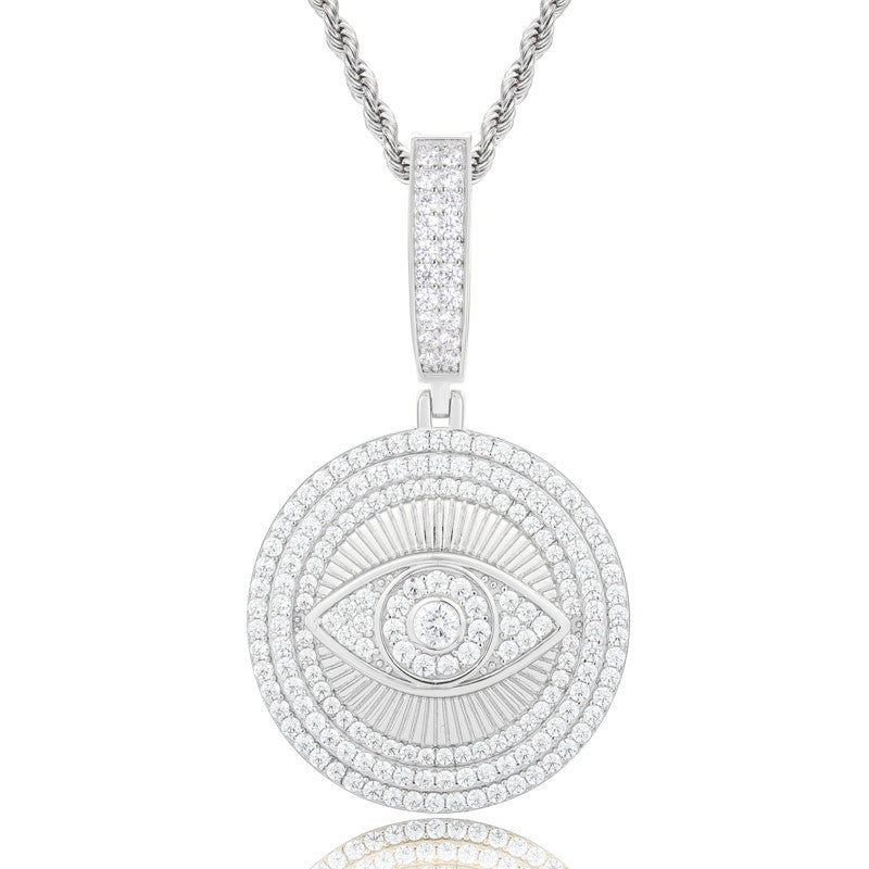 Diamond Devil's Eye | Solid Silver Moissanite All Seeing Eye Hip Hop Pendant