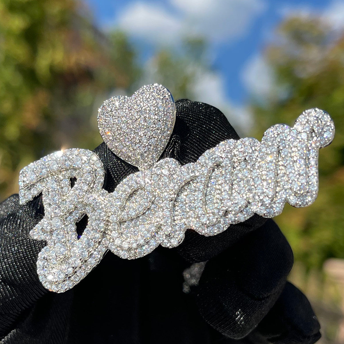 Majestic Heart | Cluster Stone VVS Diamond Ice Custom Made Name Necklace