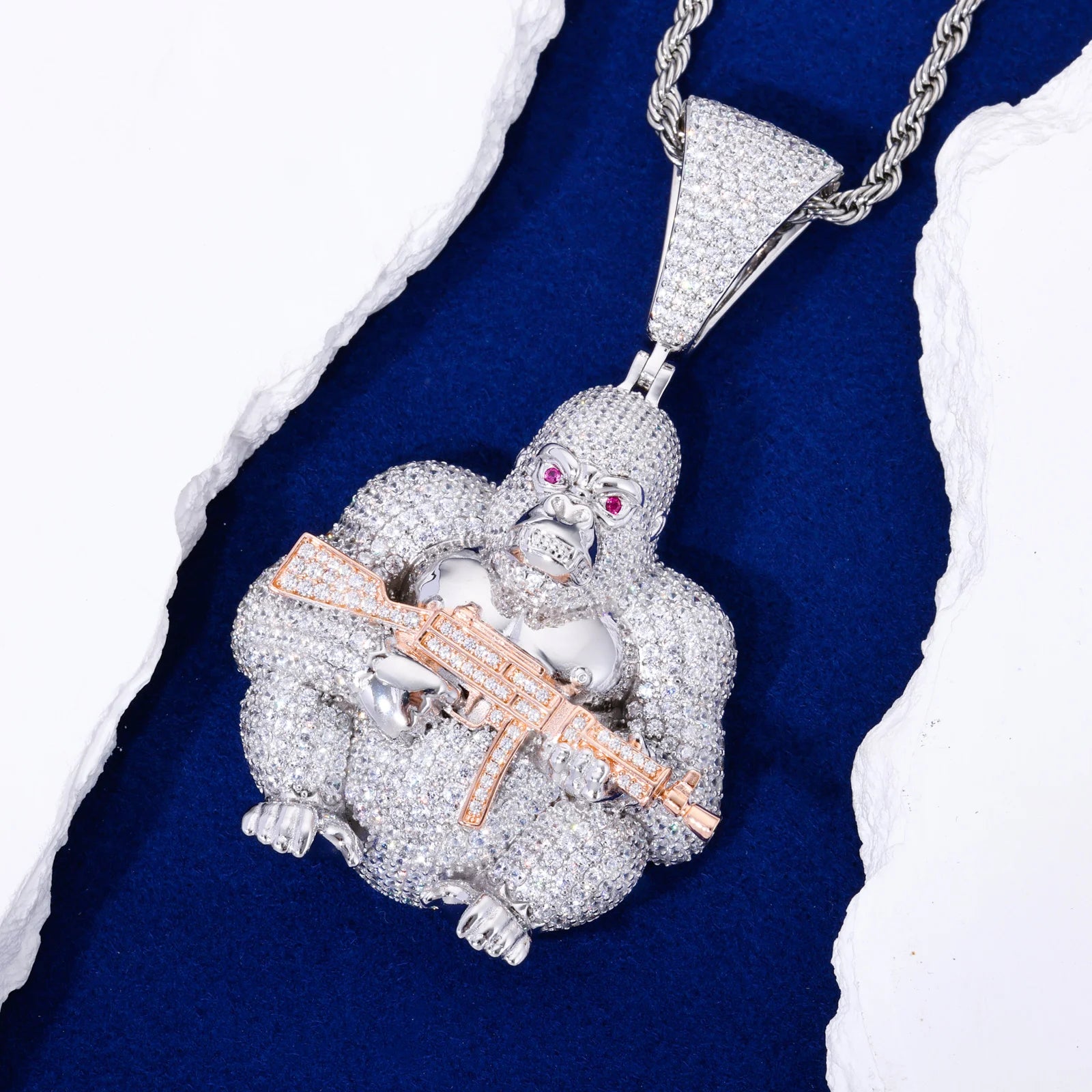 Gorilla Business | Luxury Real 925 Silver D VVS1 Moissanite Gorilla Chopper Pendant