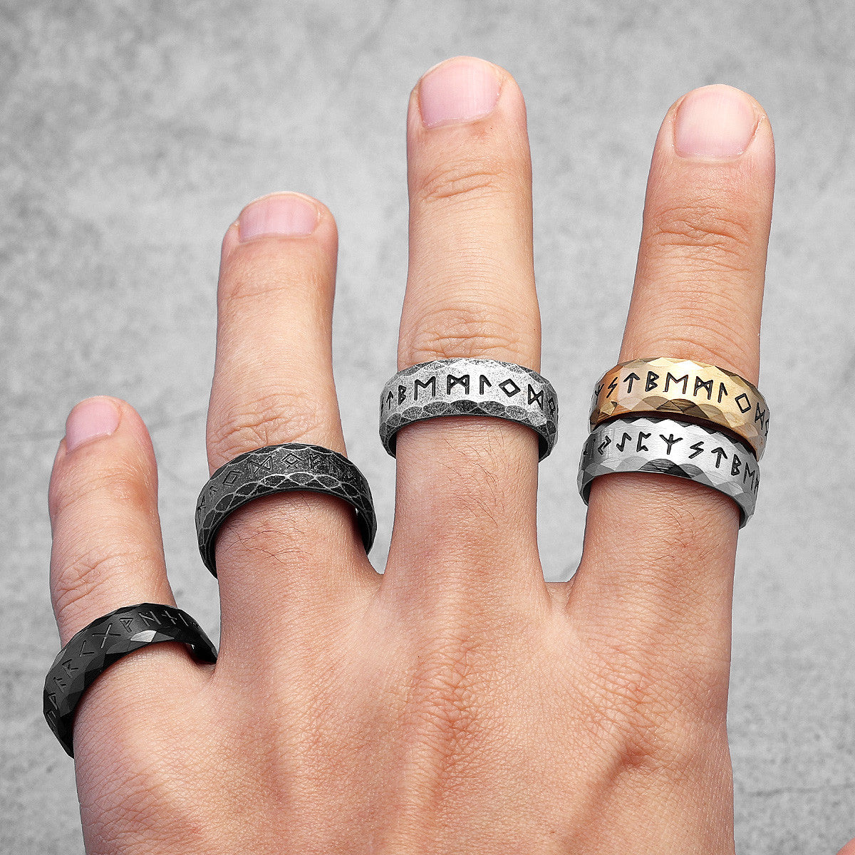 Vintage Nordic Letters | 316L Stainless Steel Vikings Runes Writings Street Style Rings