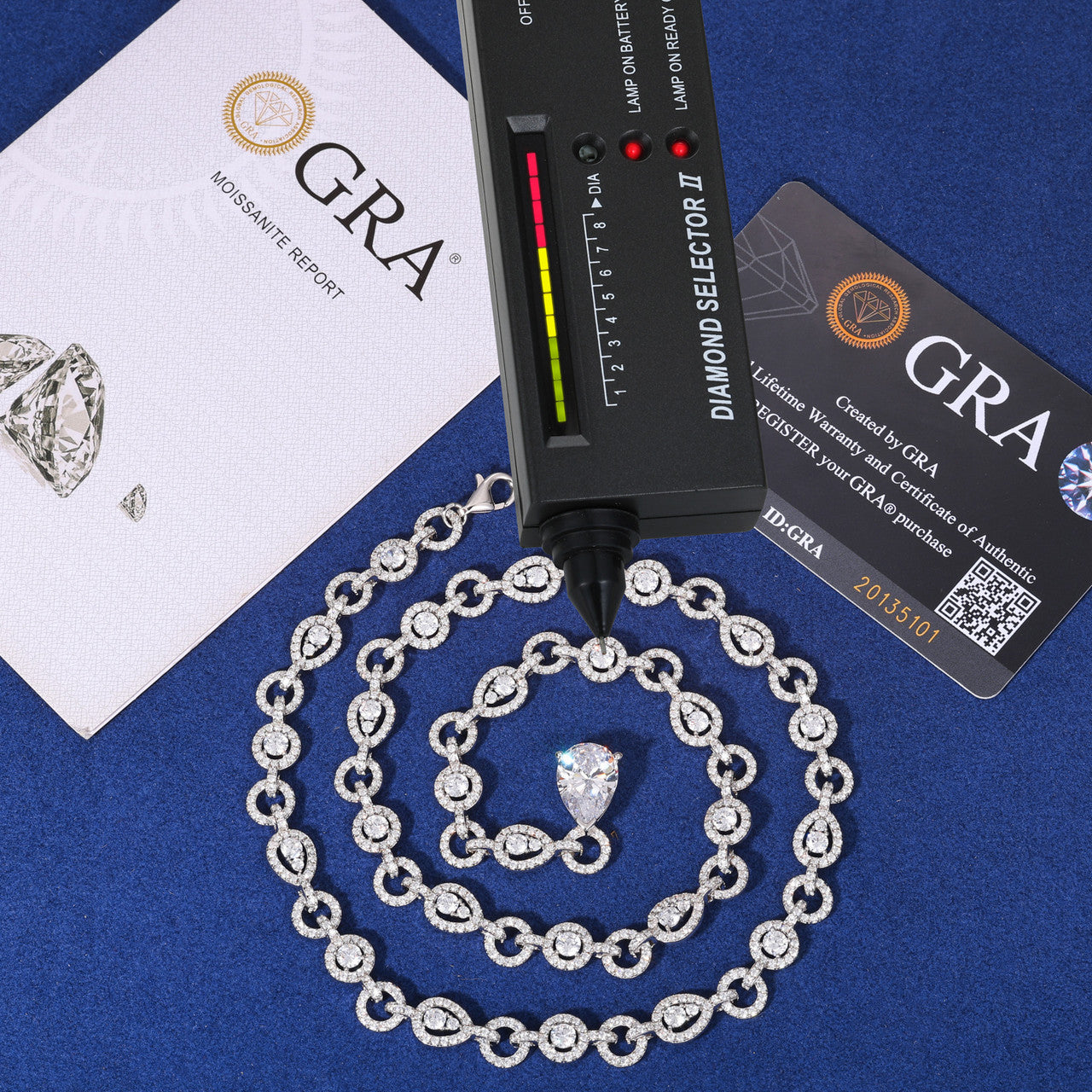 Tear Drop | Solid Sterling Silver Moissanite Diamond Tear Drop Chain Necklace