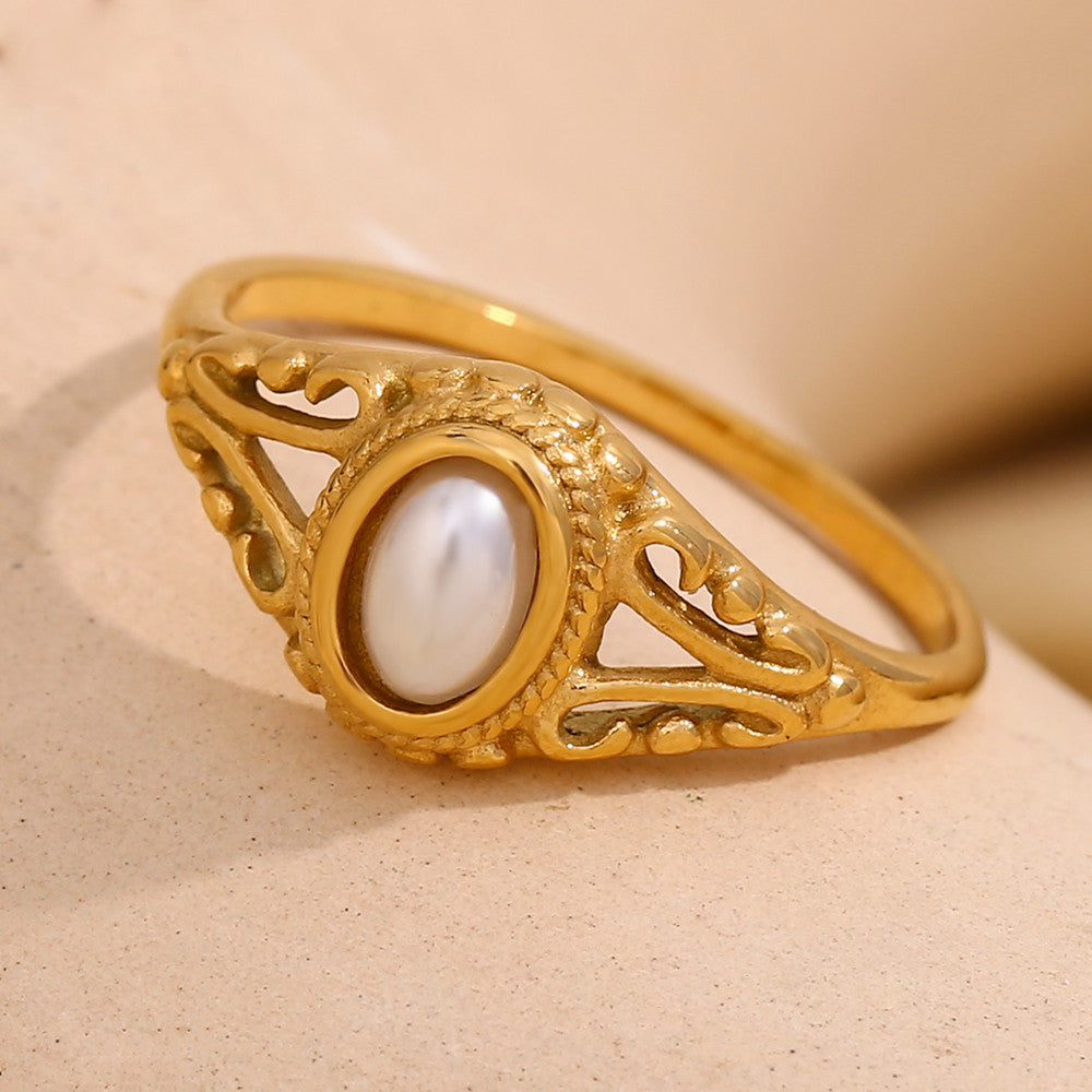 Fresh Water | 18k Gold Over Solid Stainless Steel Natural Freshwater Pearl Rings