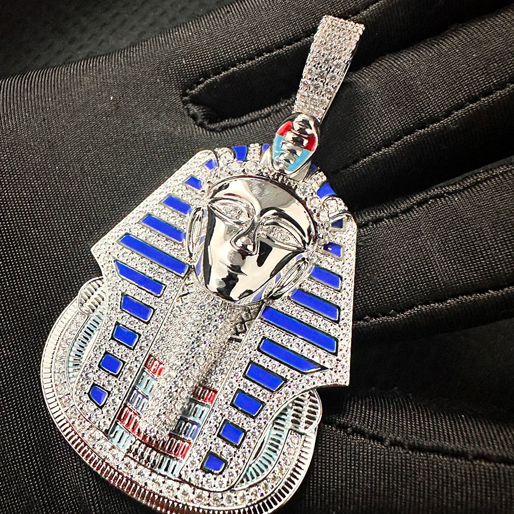 Ancient African Egyptian Pharaoh Flooded Ice Hip Hop Pendant Chain Necklace