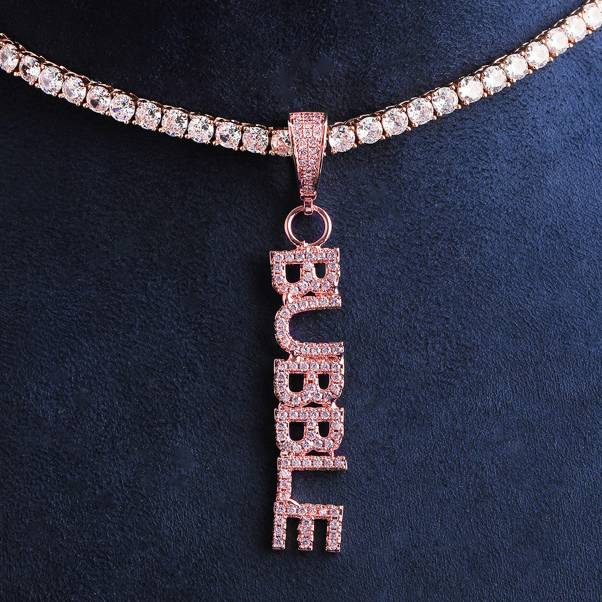 Micro Expression | VVS Diamond CZ Small Custom Vertical Hip Hop Name Plate Pendant