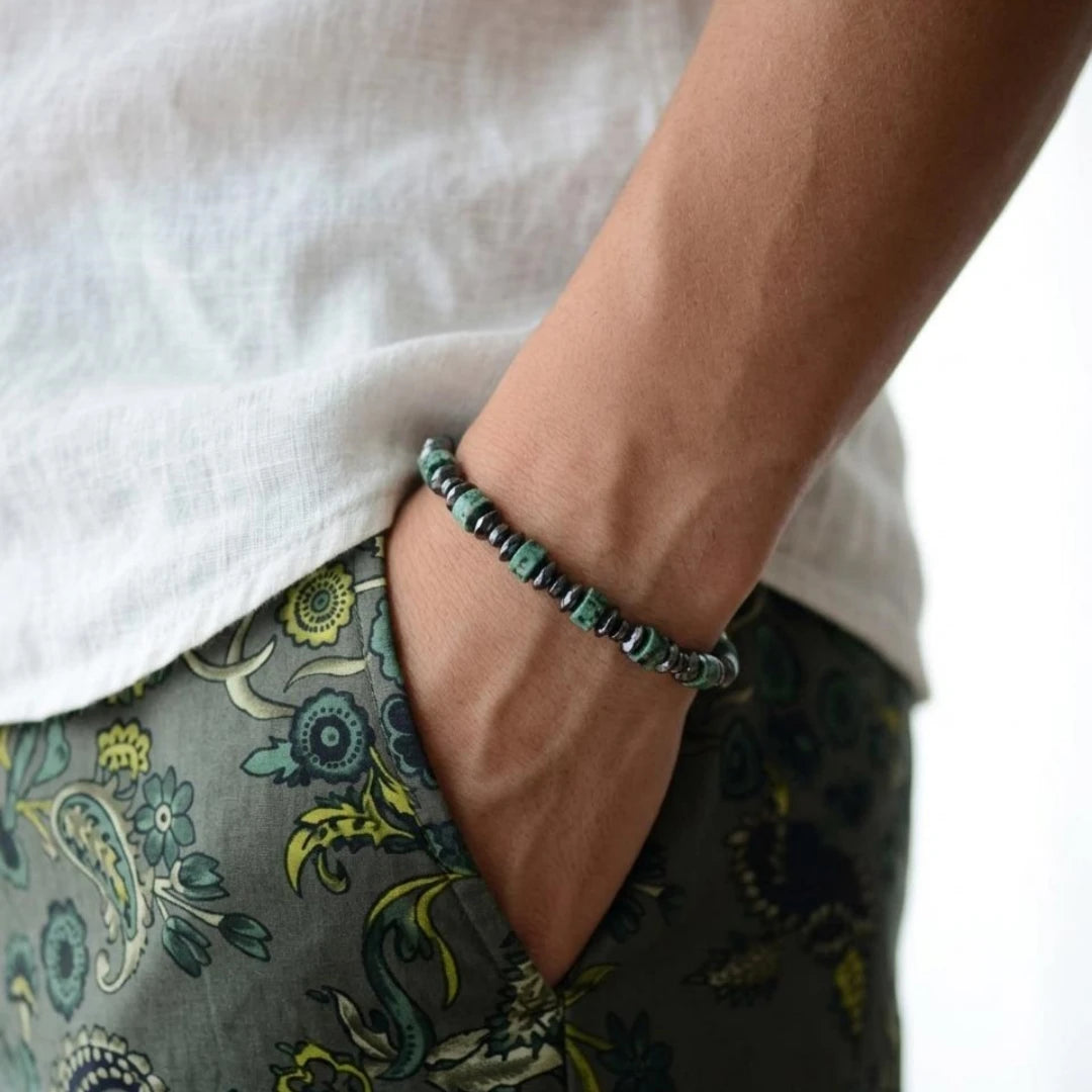 Nature's Ice | Natural Hematite Stone Elastic adjustable Luxury Hip Hop Bracelets,