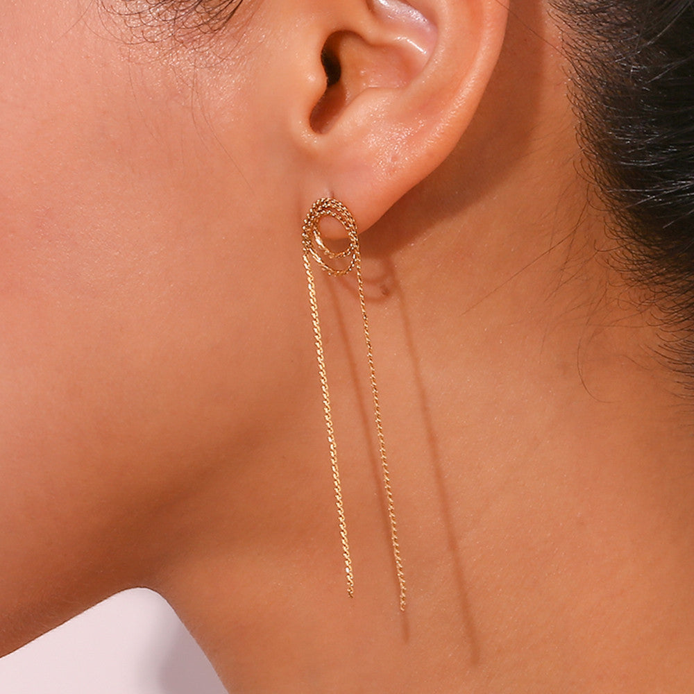 Tassel Drop | Woven 18k Gold Over Stainless Steel Long Elegant Earrings