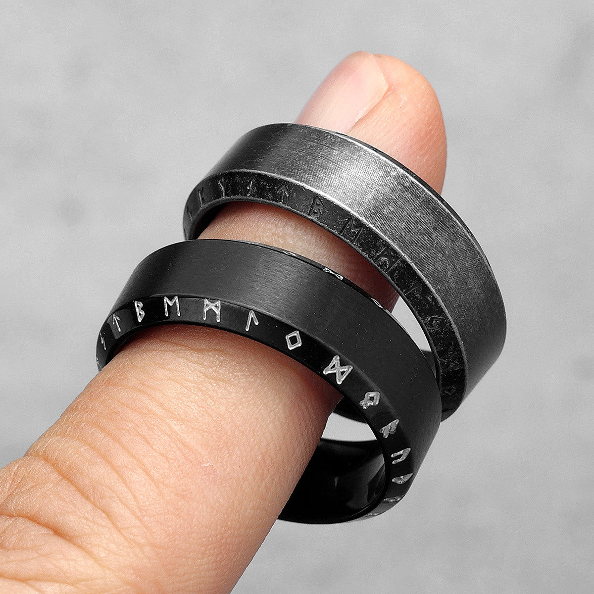 Steel Black Collection | 316L Black Stainless Steel Vintage Look Myth Of Odin Rings