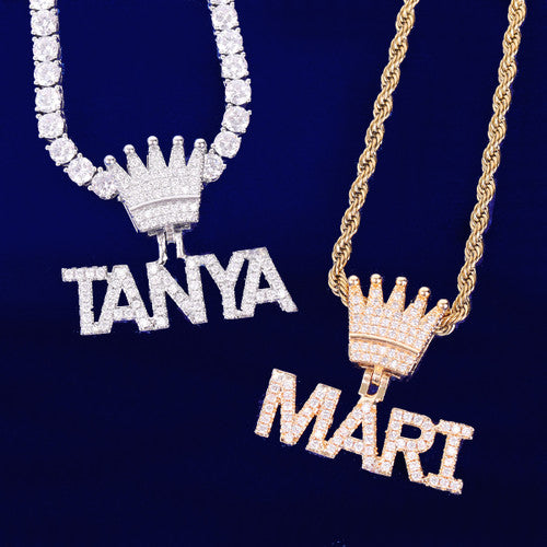 The Queen | Classic Queen's Crown Custom 4 Prong Set VVS Diamond CZ Necklace