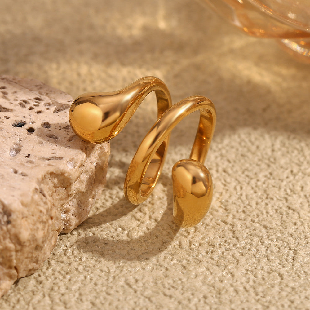 18k Gold Double layered Artistic Impression Spiral Snake Stainless Steel Ring