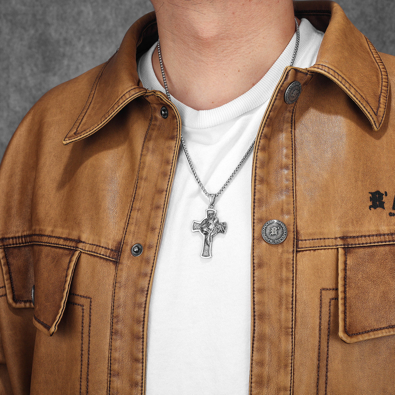 Lion Of Judah | Solid Stainless Steel The King Has Risen Cross Pendant