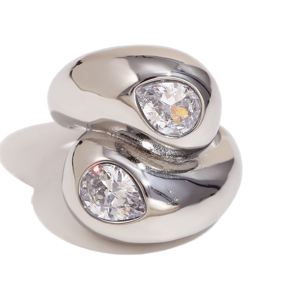 Princess Tears | 18k Gold No Fade Stainless Steel Double End Tear Drop CZ Tarnish Free Ring