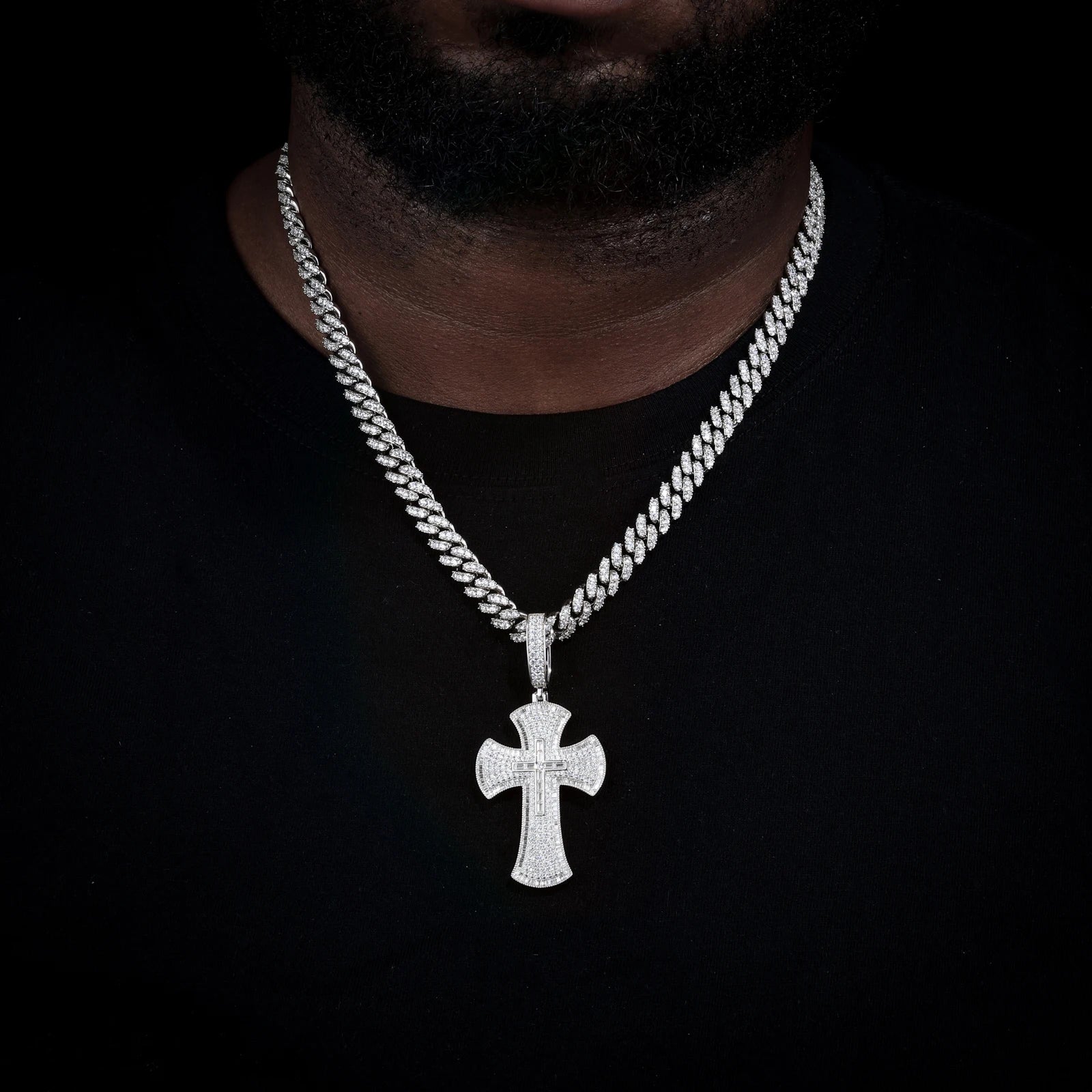 Baguette Luxury | Moissanite Diamond Solid Silver Hip Hop Cross Pendant