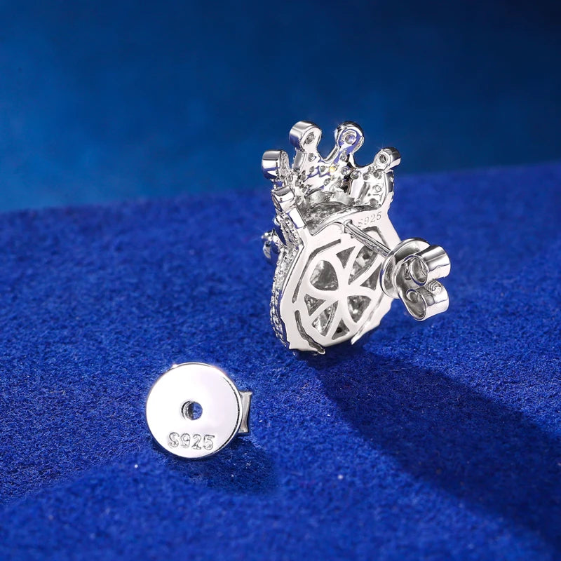 Protect The Throne | Moissanite Diamond Hip Hop Lion King Stud Bling 925 Silver Earrings