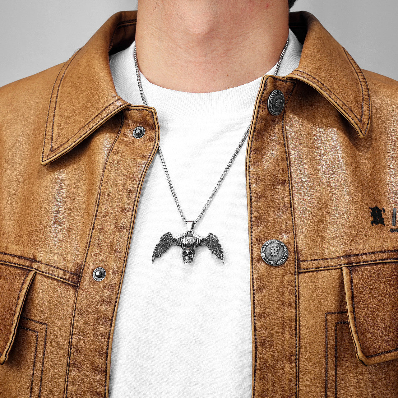 Devils Engine | Motorcycle Skull Wings Stainless Steel Pendant