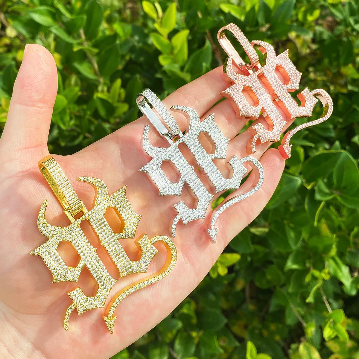 Devils Domain | Number 99 Devil Horns Tail VVS Diamond CZ Luxury Hip Hop Pendant