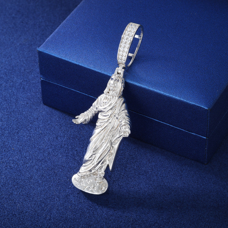 Thou Art Jesus | Hip Hop 18K Gold 925 Sterling Silver Moissanite Diamond Jesus Piece Pendant Chain