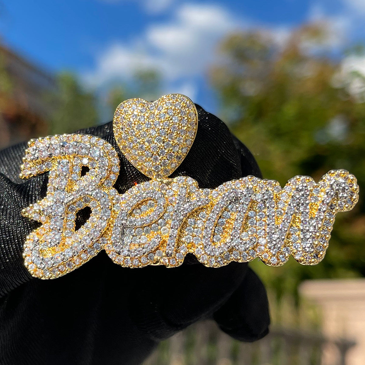 Majestic Heart | Cluster Stone VVS Diamond Ice Custom Made Name Necklace