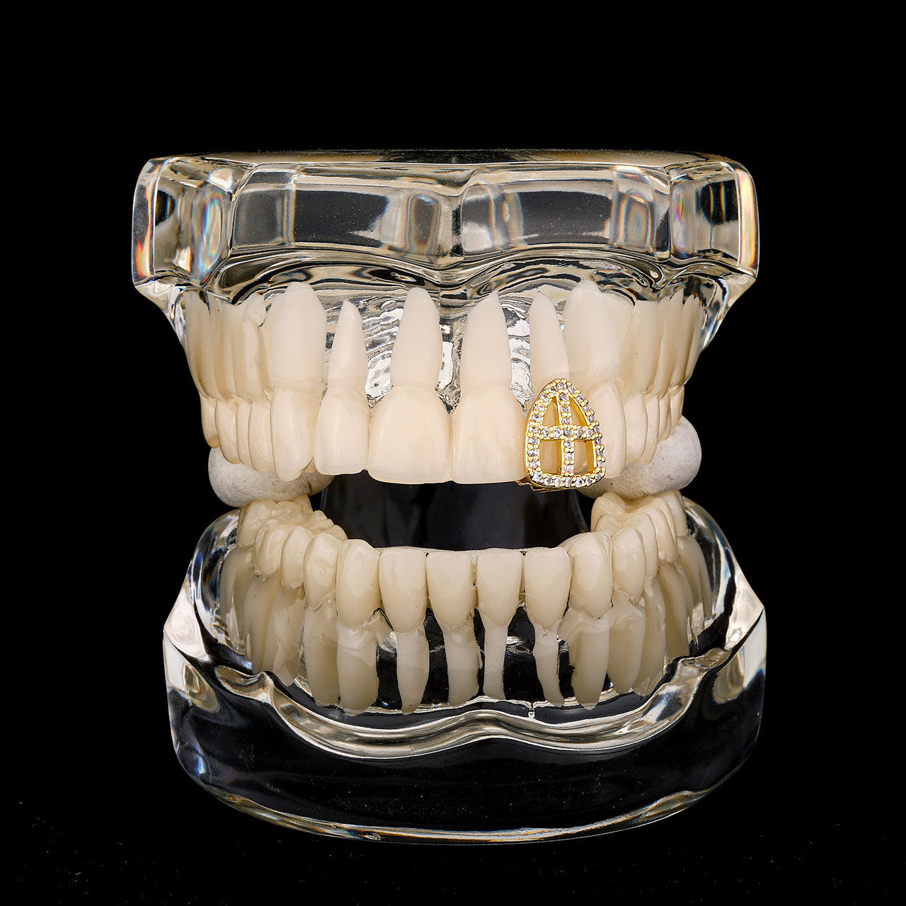 Open Face Cross | VVS Diamond CZ Single Cross Iced Blinged Out Teeth Tooth Grillz