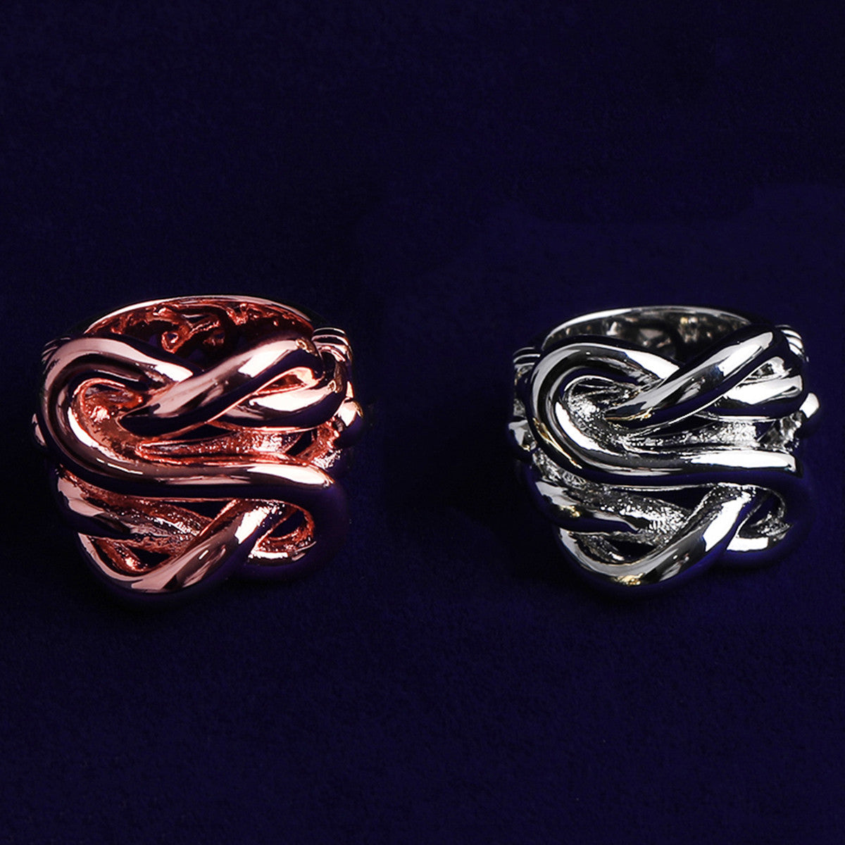 Tied Together | 24k Gold 925 Silver Rose Gold Intertwined Street Style Casual Rings