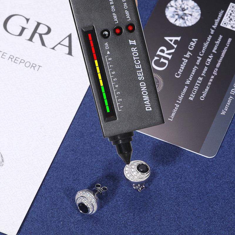 Black Moon | Solid Silver Moissanite Diamond Iced Blinged Out 925 Stud Earrings