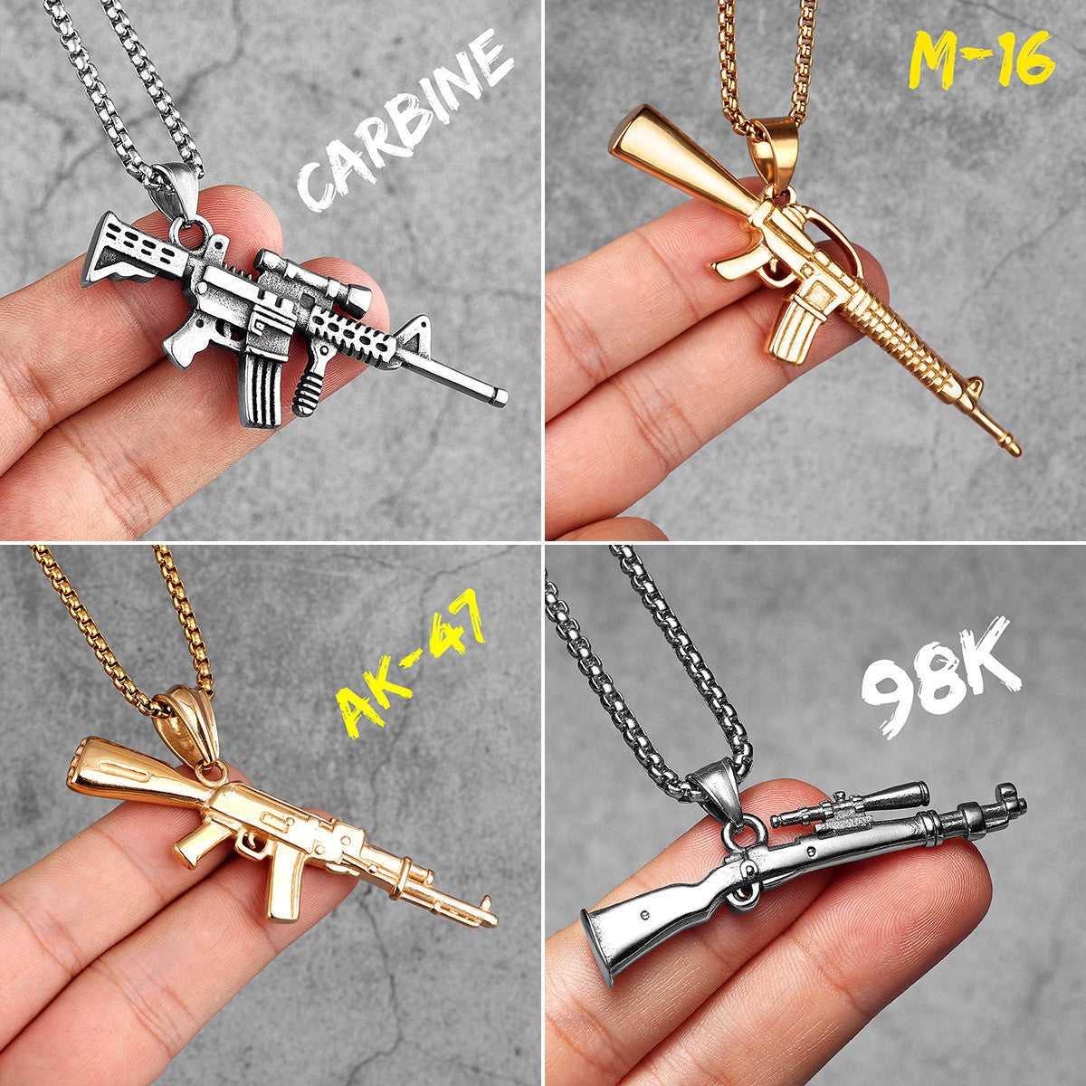 Locked Loaded | 316L Stainless Steel Hip Hop Chain Street Wear Gun Series Pendants