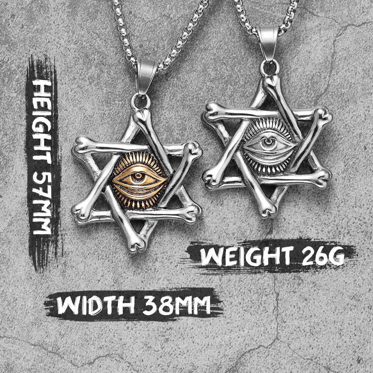 Eye Of Horus | No Fade Solid Stainless Steel Bone Star Eye Hip Hop Pendant