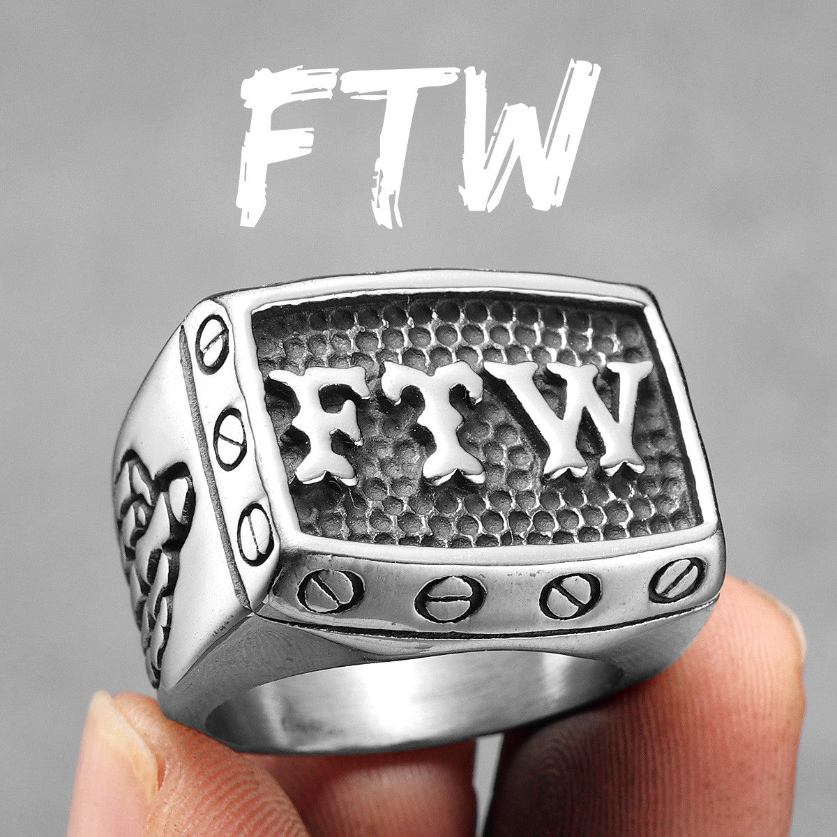 FTW | 14k Gold Black Over No Fade Stainless Steel Middle Finger Hip Hop Rings