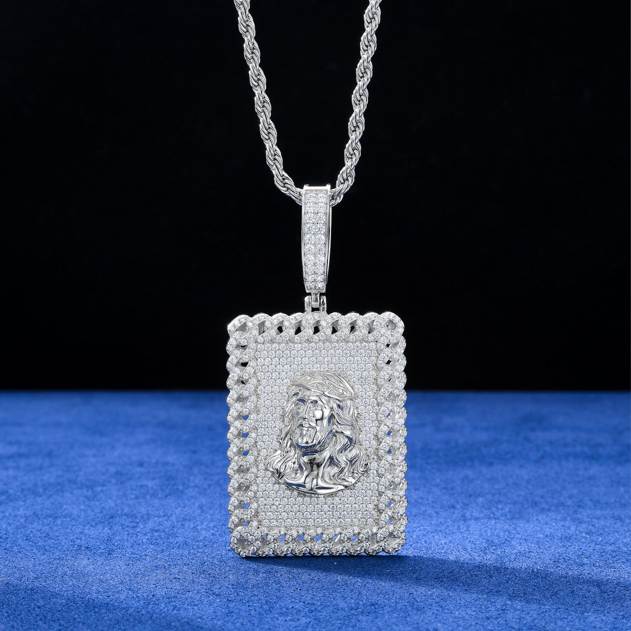 Jesus Tag | Solid 925 Silver Moissanite Diamond Jesus Head Hip Hop Pendant Chain
