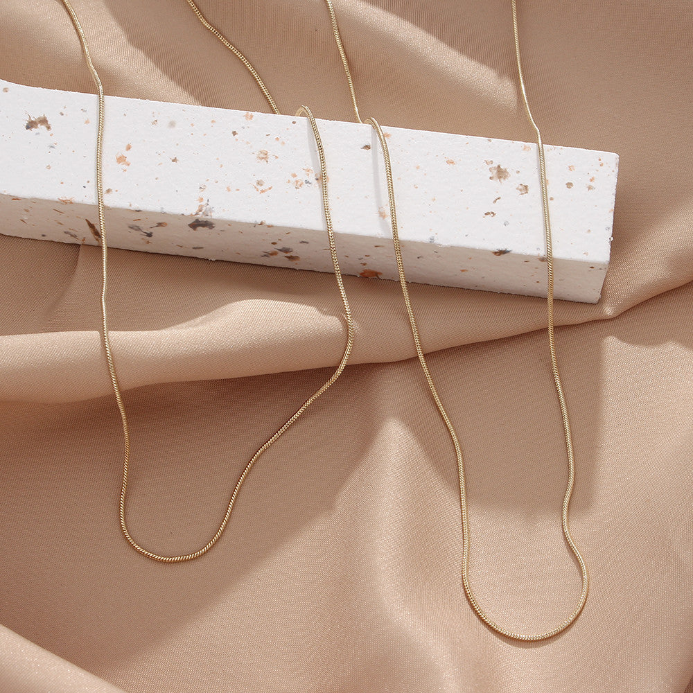 18k Gold Stainless Steel Waterproof Designer Thin Snake Chain Necklace