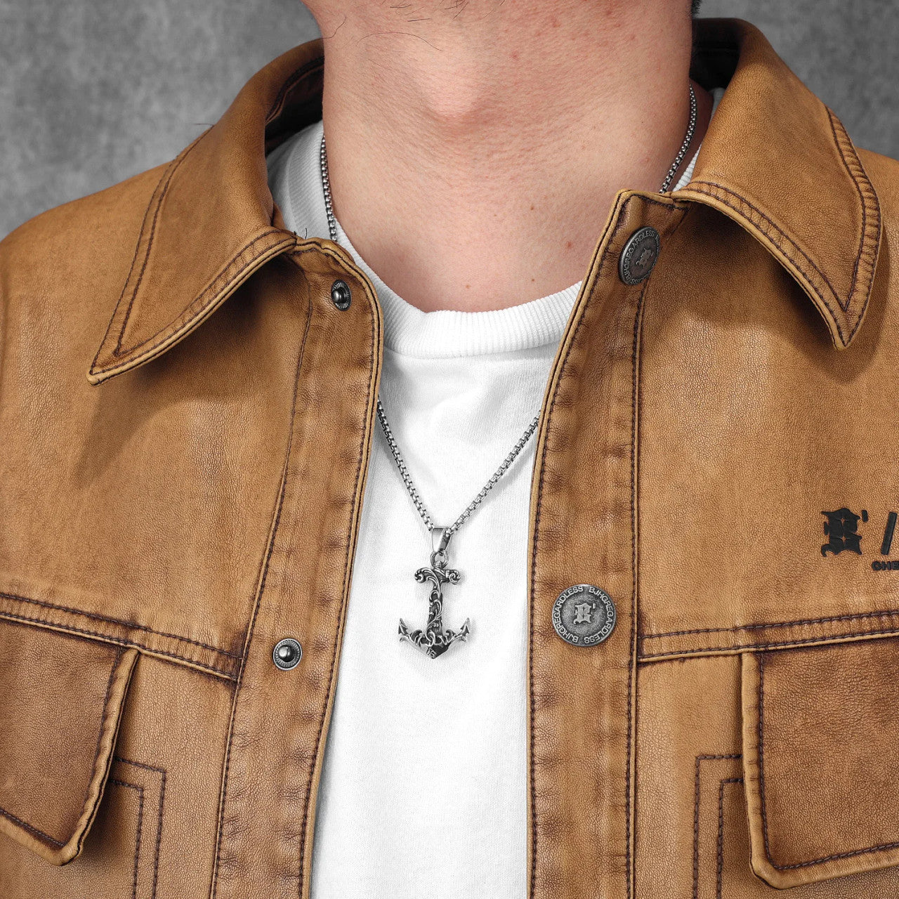 Waves Of The Sea | 316L No Fade Stainless Steel Anchor Designer Men's Pendant