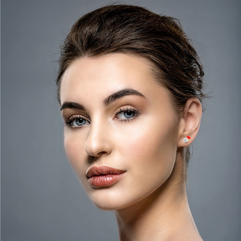 Christmas Santa Claus Moissanite Diamond Sterling Silver Stud Bling Earrings