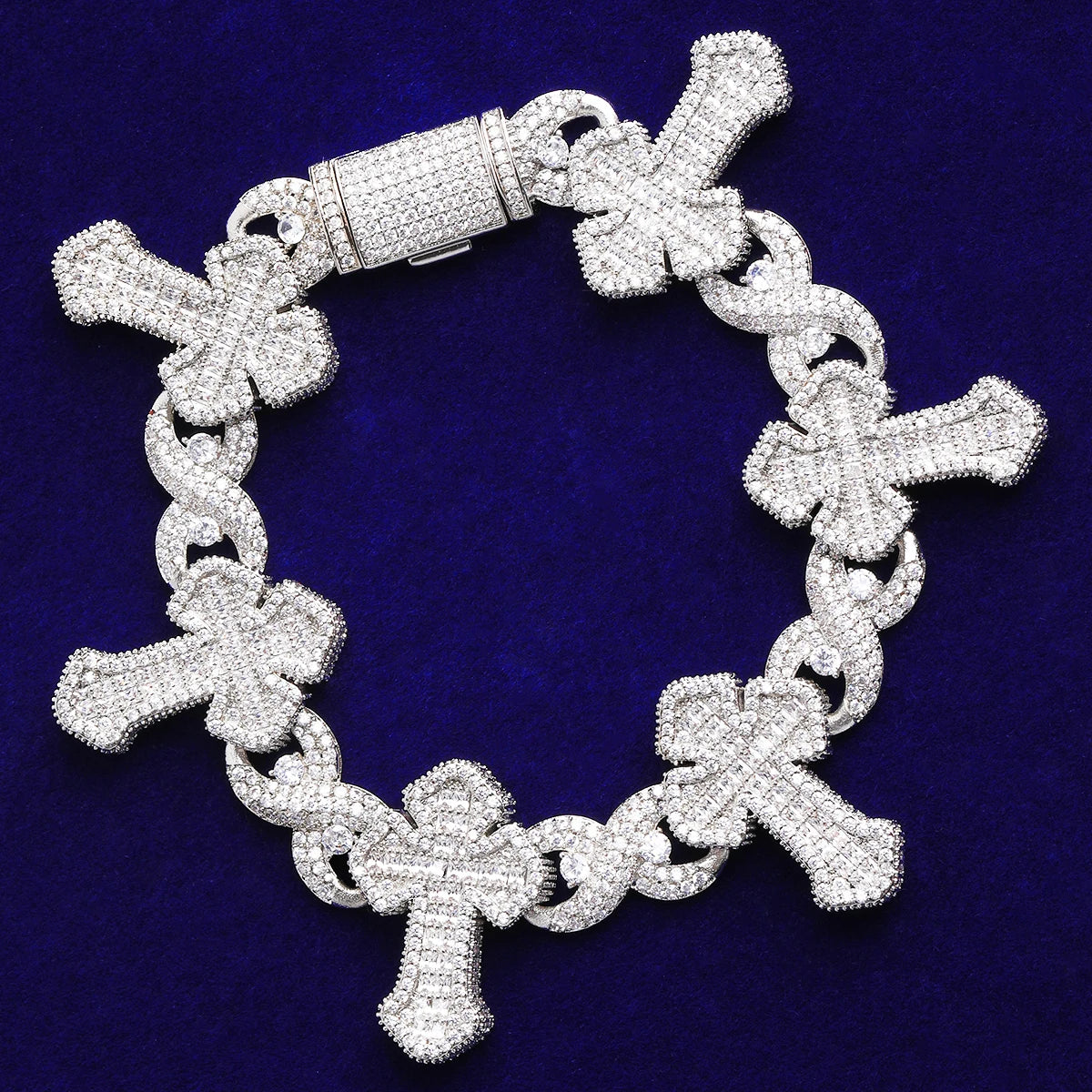 Infinity Passion Chain | VVS Diamond CZ 5AA+ Baguette Stone Cross Chain Bracelet