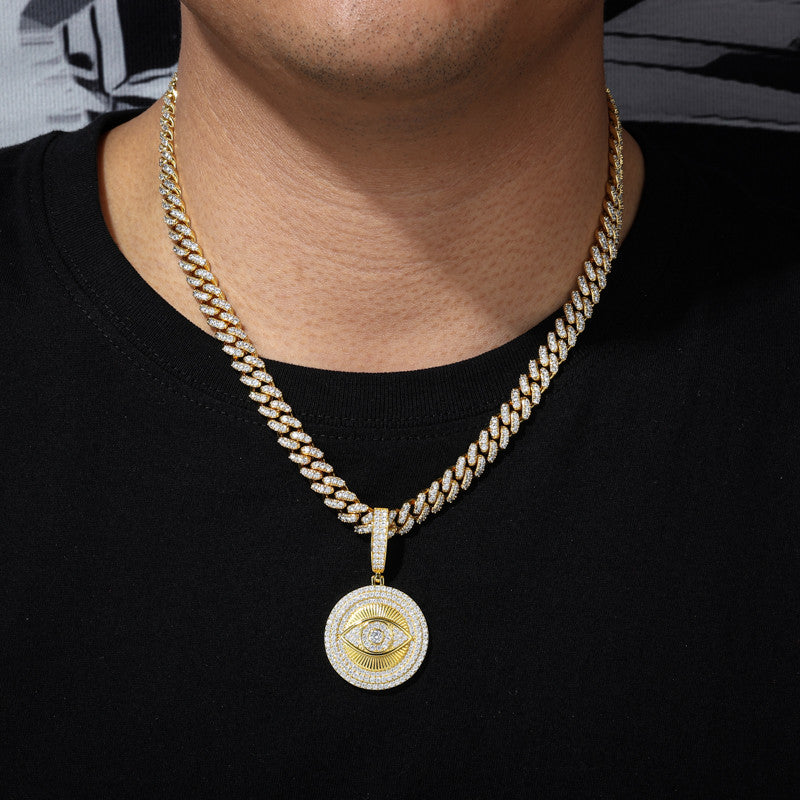 Diamond Devil's Eye | Solid Silver Moissanite All Seeing Eye Hip Hop Pendant