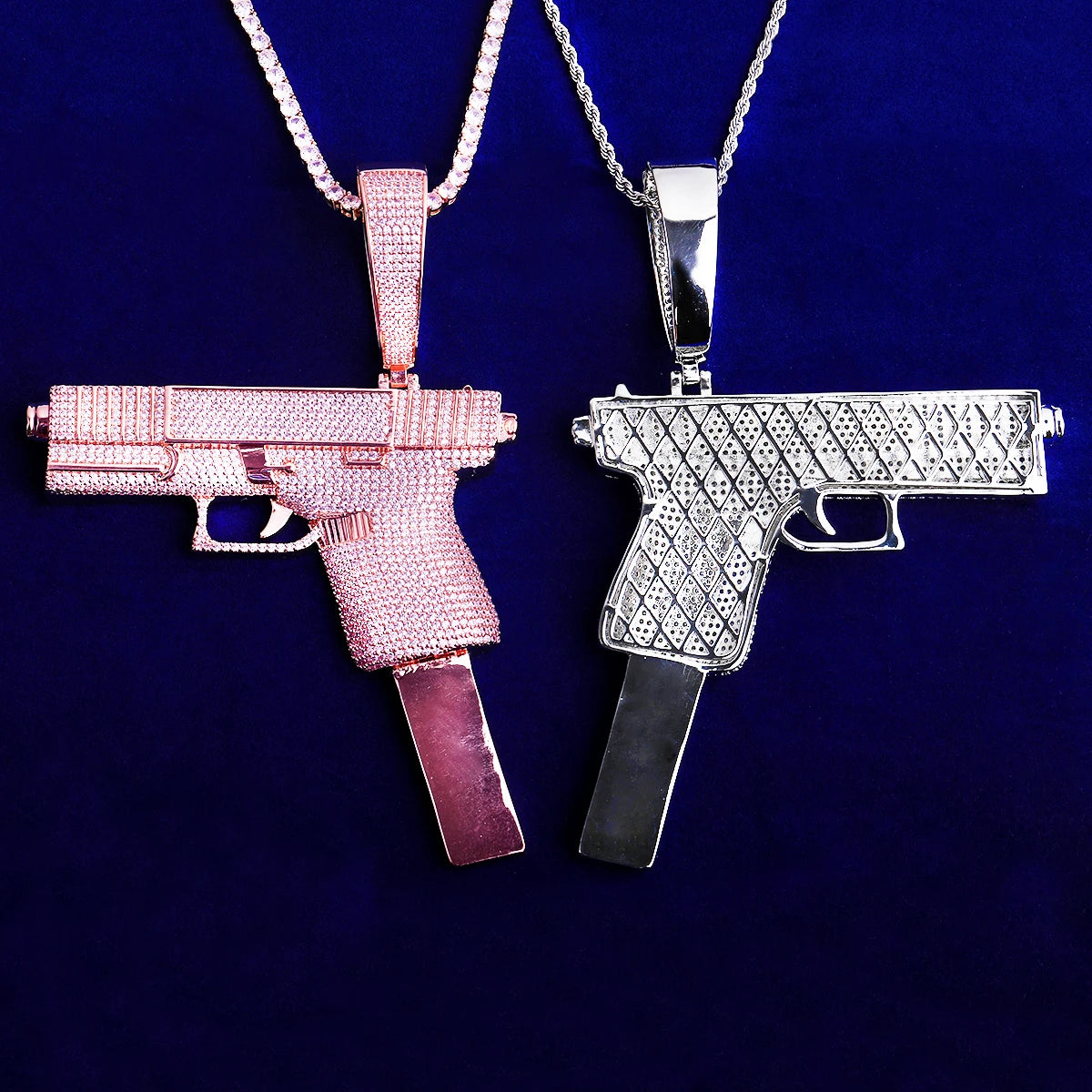 Glock VVS | High Capacity Mag VVS Diamond CZ Hip Hop Hand Pistol Blinged Out Pendant