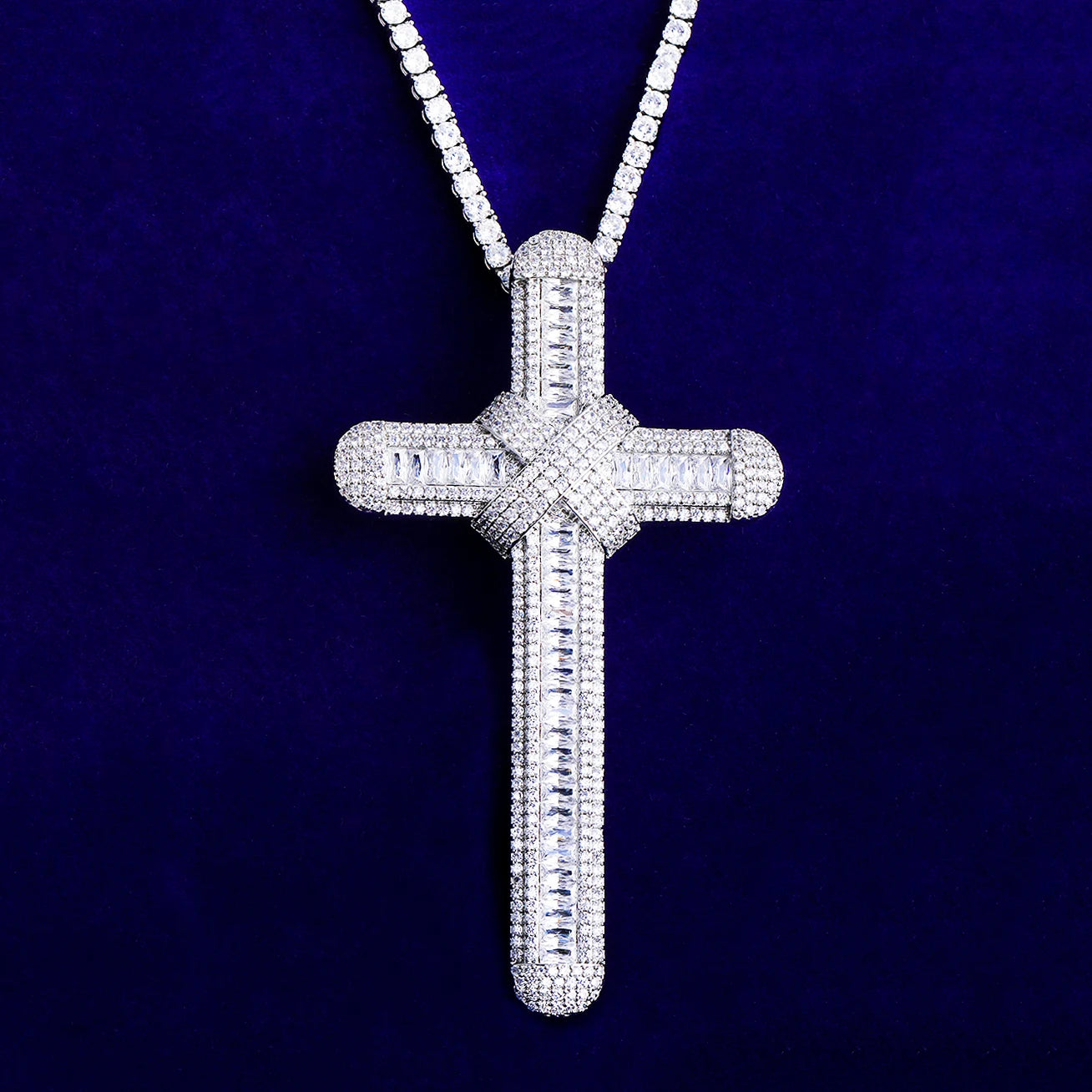 The Ribbon Cross | Extra Large VVS Diamond CZ Luxury Hip Hop Ribbon Cross Pendant