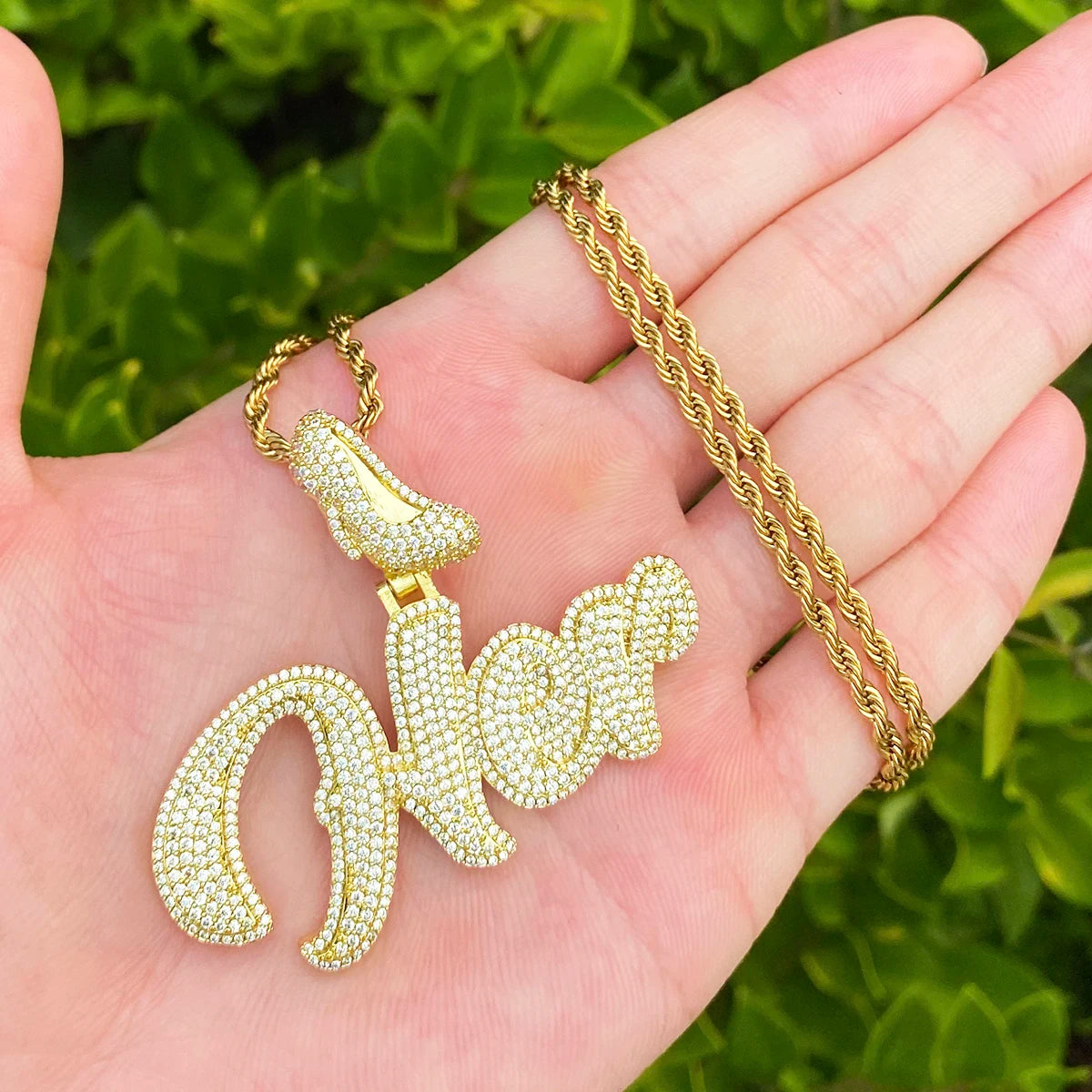 Her | VVS Diamond CZ Glass Slipper Iced Blinged Out Pendant Chain Necklace