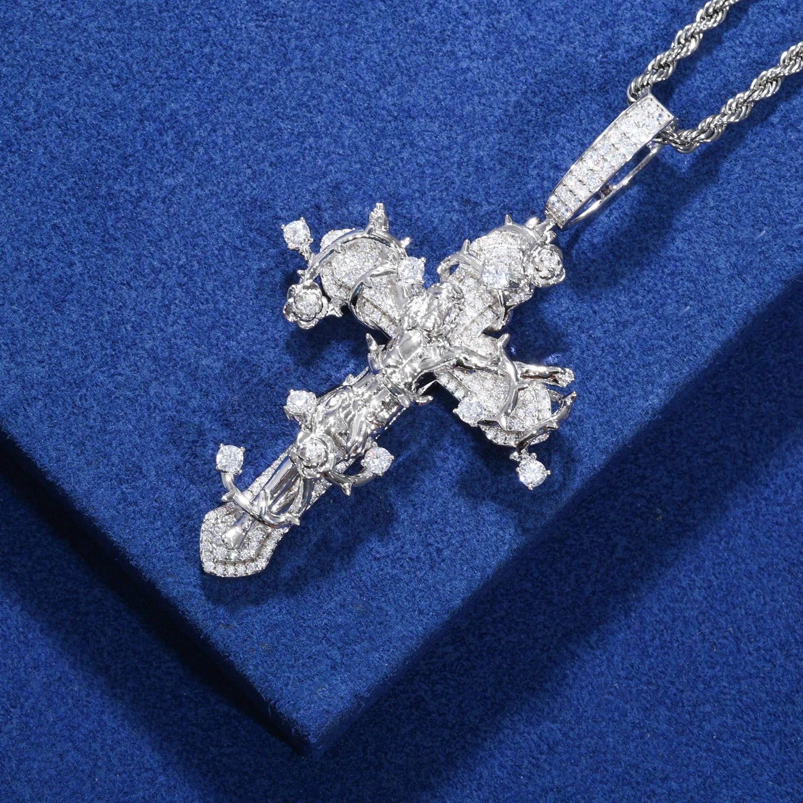 Thorns of Salvation | Original Design Iced  Blinged Out 925 Moissanite Diamond Cross