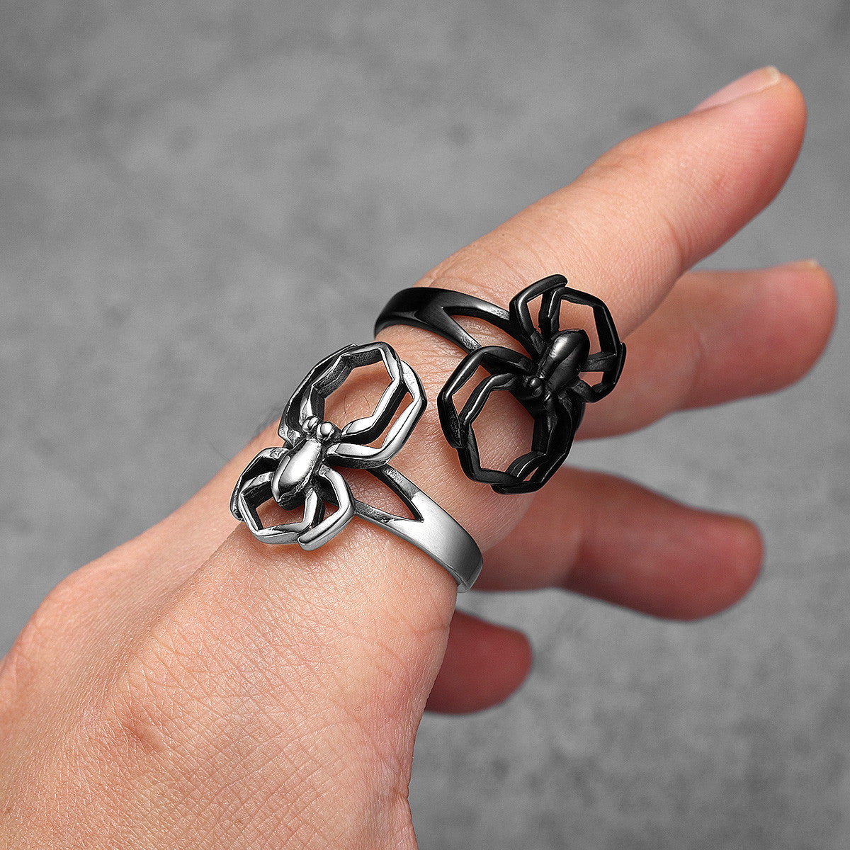 Spider | Solid No Fade Black Stainless Steel Men's Hip Hop Spider Rings