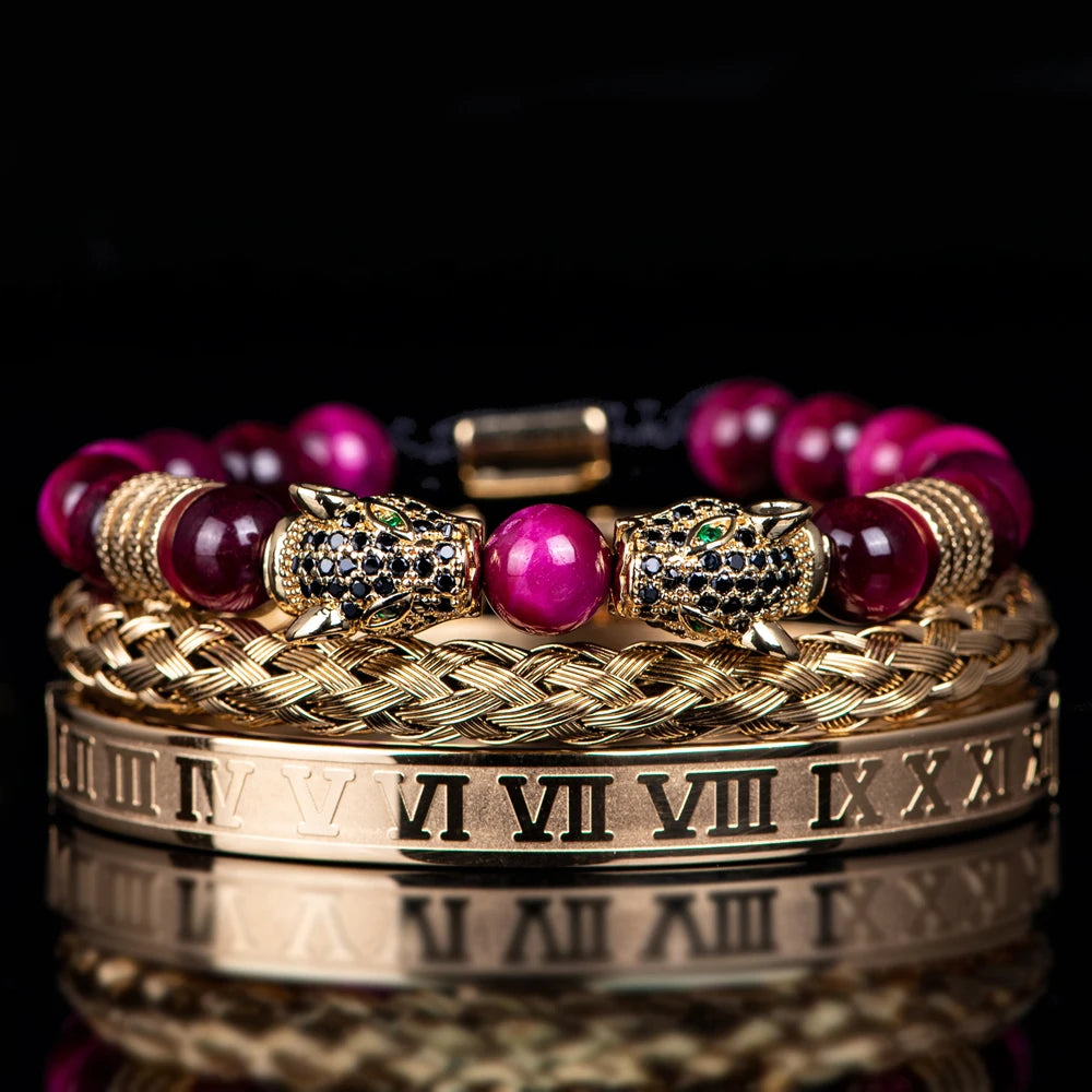 Double Leopard | Natural Stone VVS Diamond CZ Sigma Male Hip Hop Bracelets