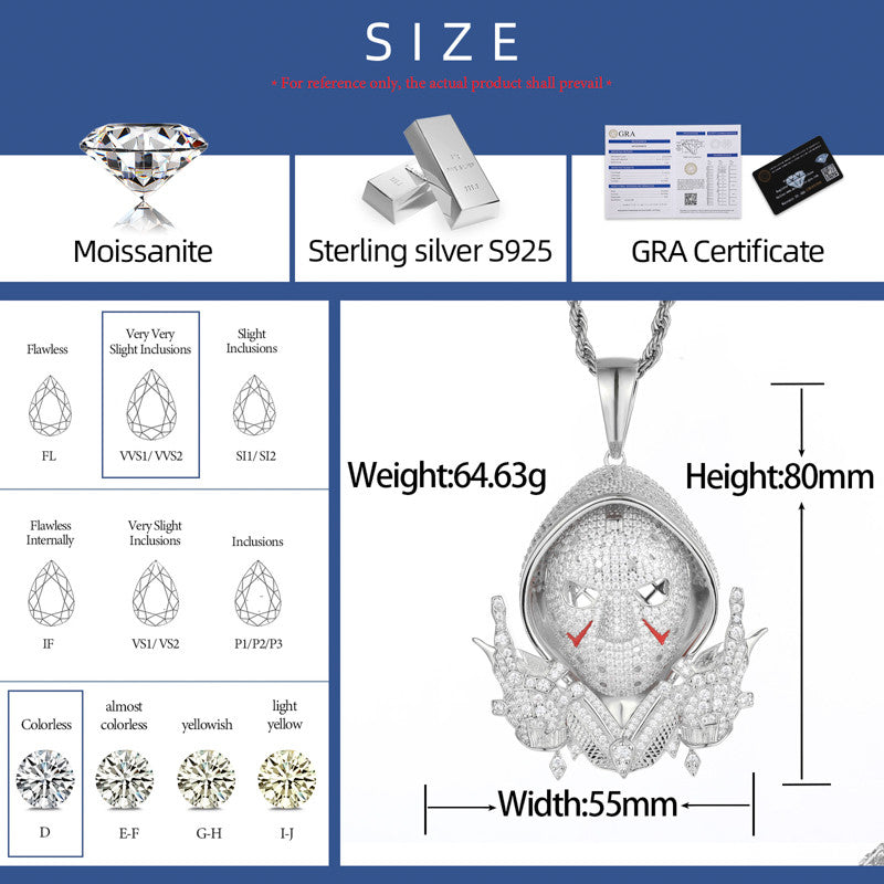 The Retribution | Moissanite Diamond Solid Sterling Silver Iced Blinged Out Pendant