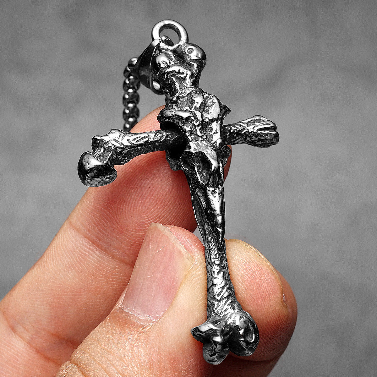 Crow Bone Cross | Solid Stainless Steel Unique Cross Street Wear Pendant