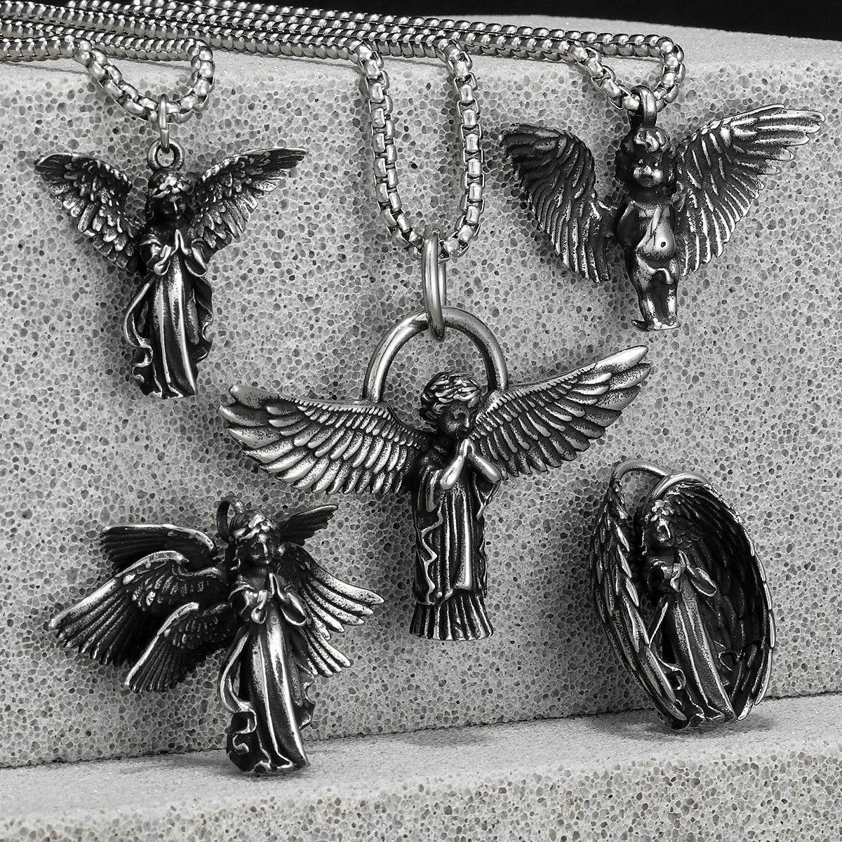 Angel Wing Collection | 316L No Fade Stainless Steel Prayer Angel Pendants