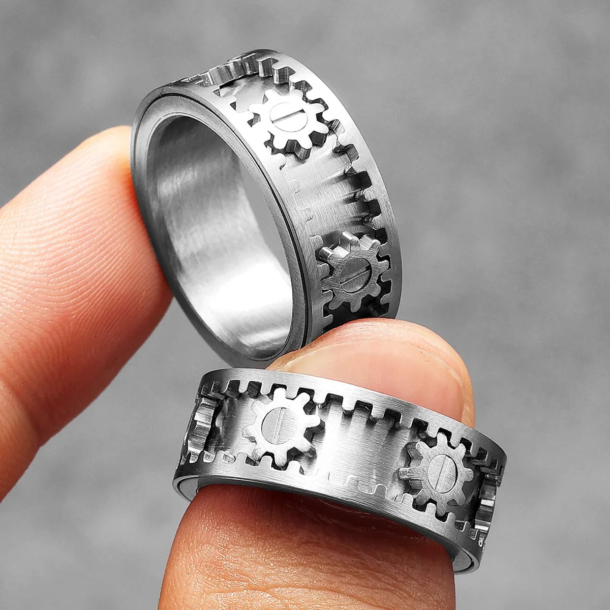 Rotating Gems | Iced Blinged Out Spinning Gears Gemstone No Fade Stainless Steel Rings