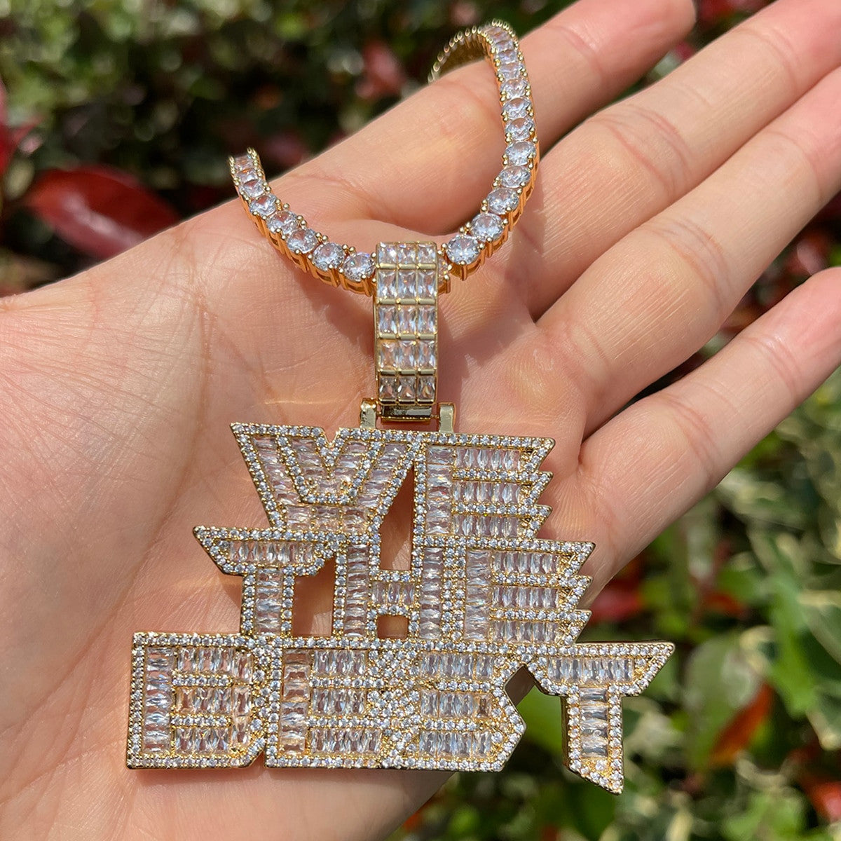 We The Best | All Baguette VVS Diamond CZ Flooded Ice Hip Hop Pendant