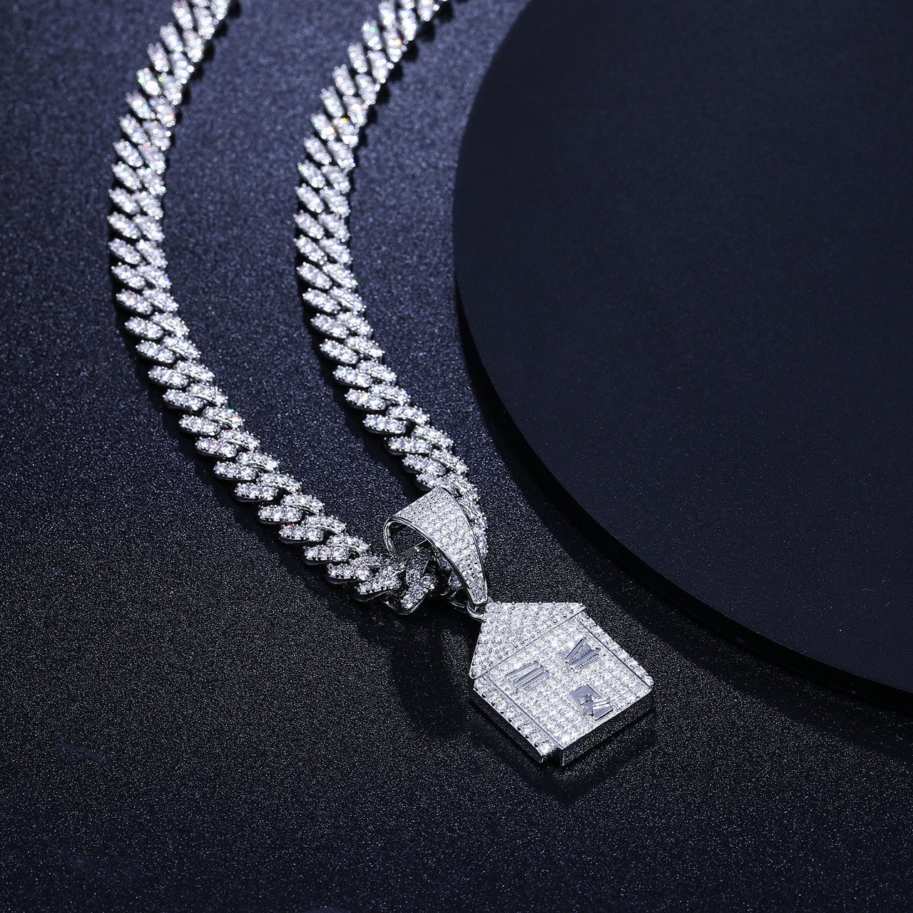 Mens Flooded Ice Solid 925 Silver Genuine VVS Diamond Trap House Hip Hop Pendant