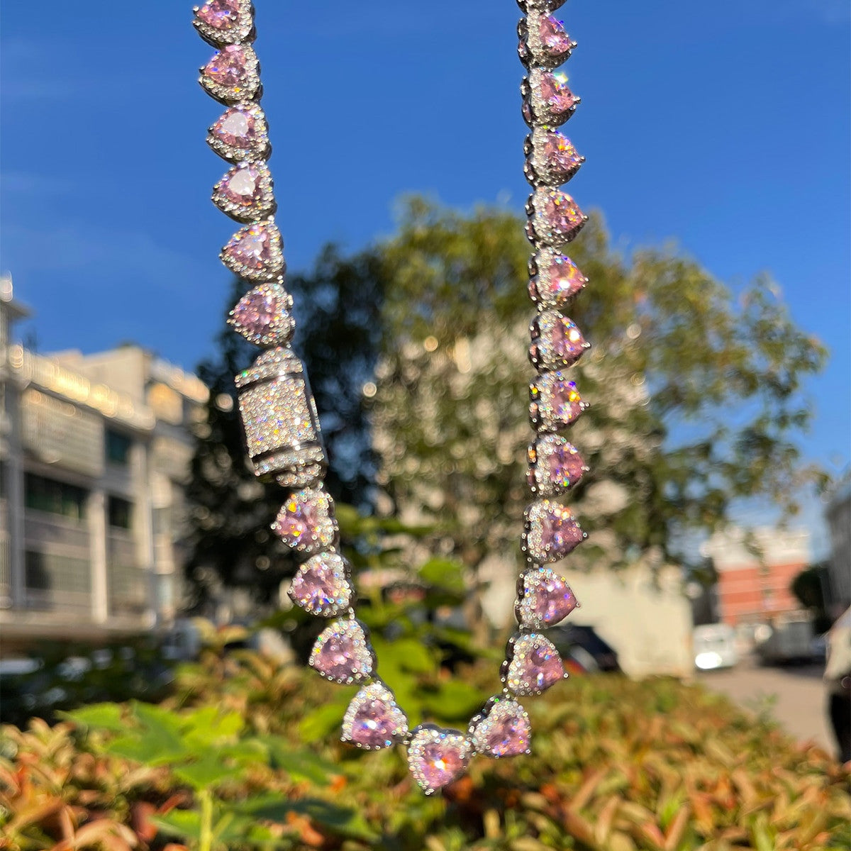 Gold Silver Rose Ladies Glossy Girl Clustered Heart Tennis Choker Chain Necklace