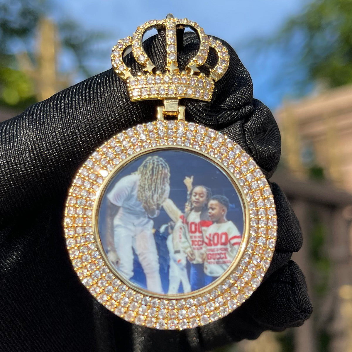 Queen's Legacy | Crown Custom Photo Iced Blinged Out Picture Necklace