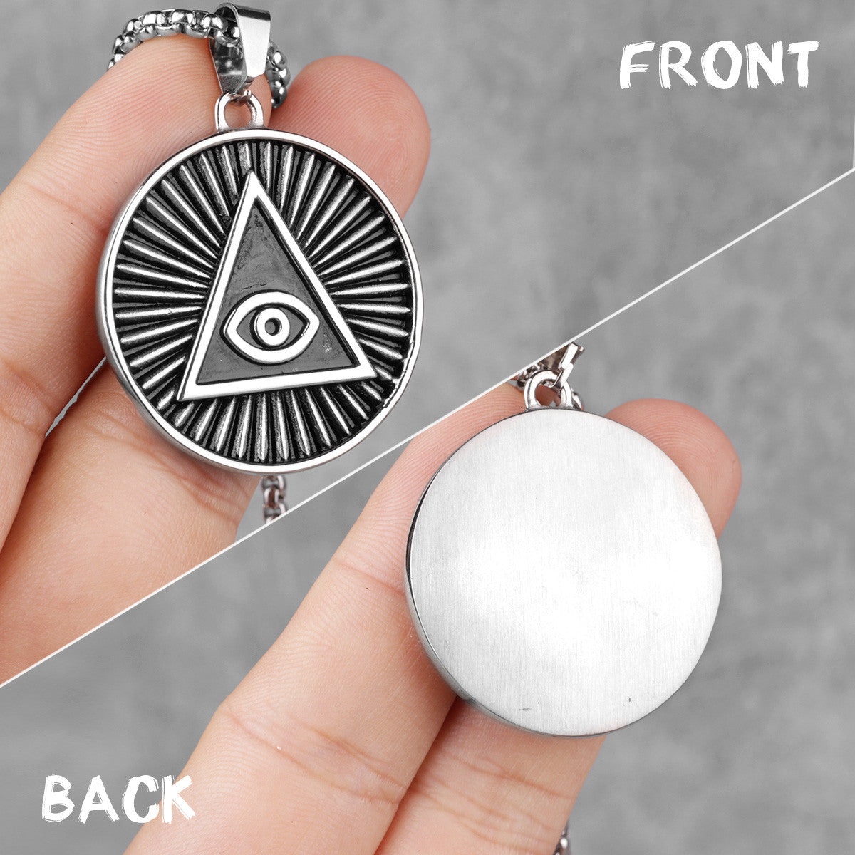 Triangle Eye | Solid Stainless Steel Illumination All Seeing Eye Pyramid Pendant