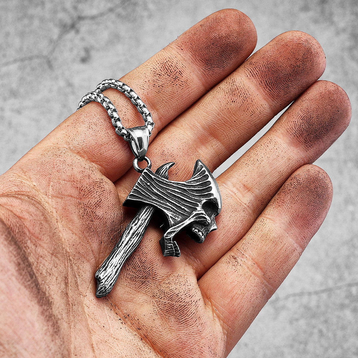 Screaming Skull Axe | No Fade Solid Stainless Steel Men's Unique Pendant