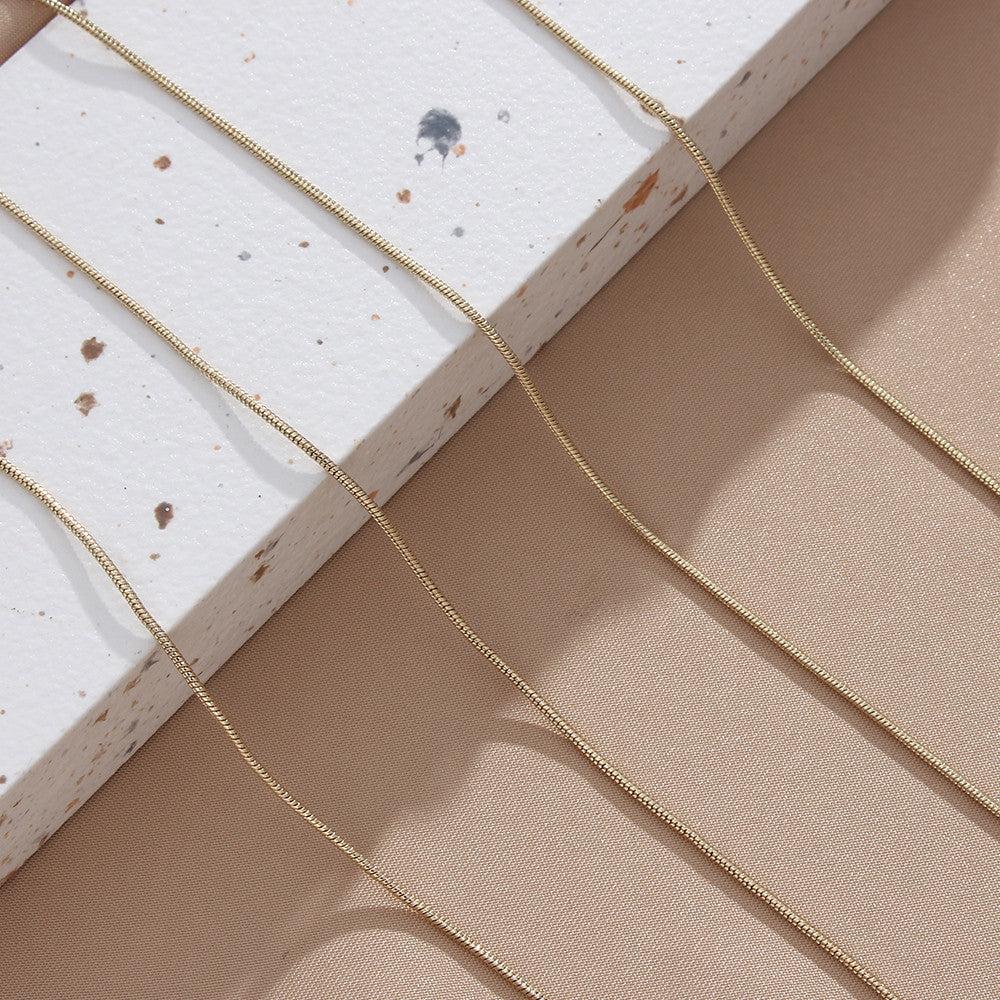 18k Gold Stainless Steel Waterproof Designer Thin Snake Chain Necklace